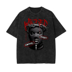 Stone Wash Gangster Style Pattern T Shirt