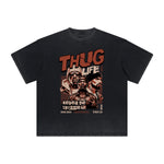 Thick Faded Gangster Style Graphic T Shirt