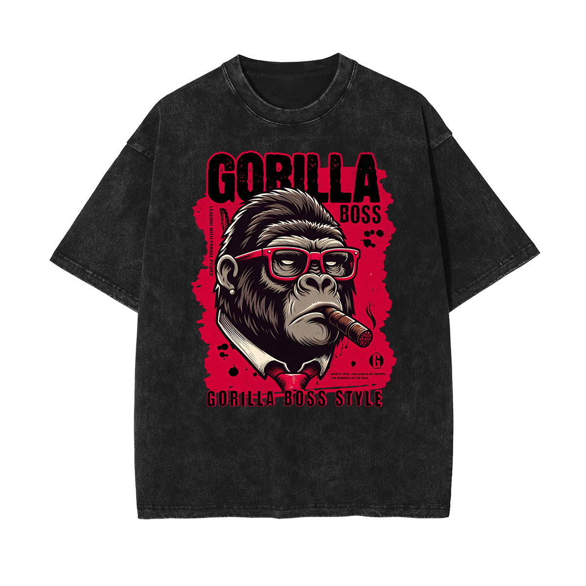 Stone Wash Gangster Style Pattern T Shirt