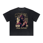 Thick Faded Gangster Style Graphic T Shirt