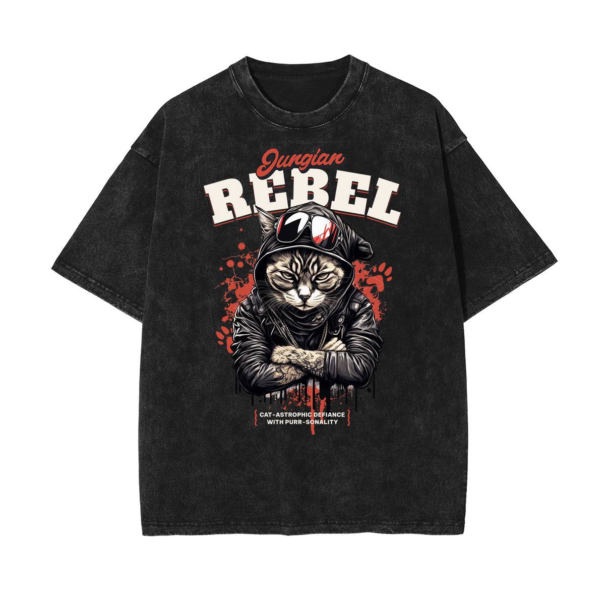 Stone Wash Gangster Style Pattern T Shirt