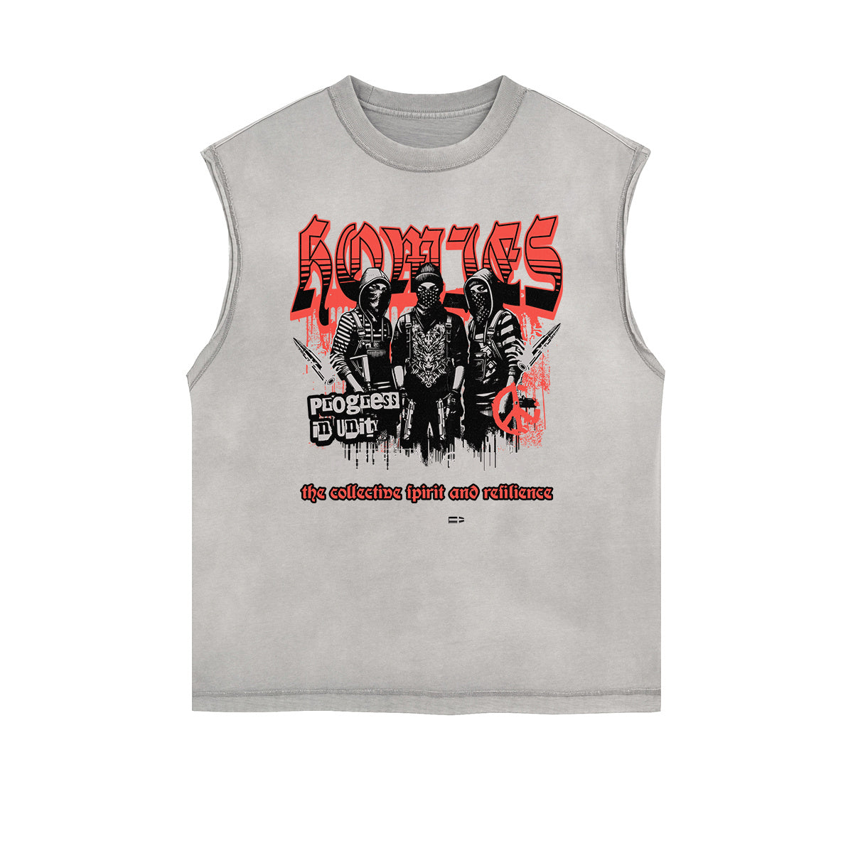 Camiseta sin mangas con gráfico de grafiti con bordes deshilachados