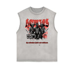 Camiseta sin mangas con gráfico de grafiti con bordes deshilachados