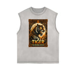 Camiseta sin mangas desgastada con estampado del zodíaco chino