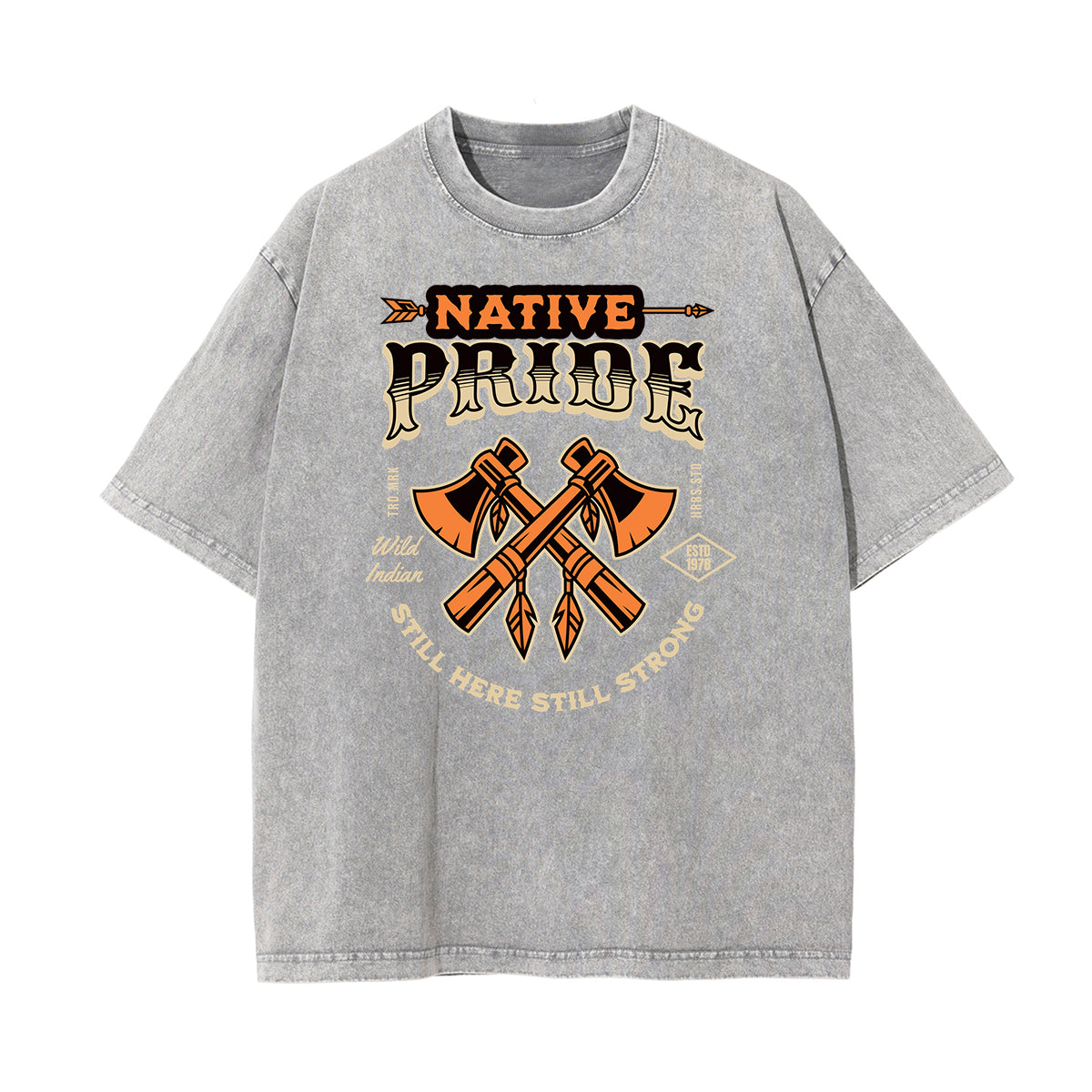Camiseta con estampado retro revival lavado a la piedra