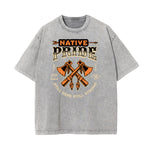 Camiseta con estampado retro revival lavado a la piedra