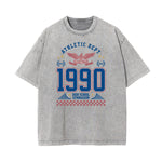 Camiseta con estampado retro revival lavado a la piedra