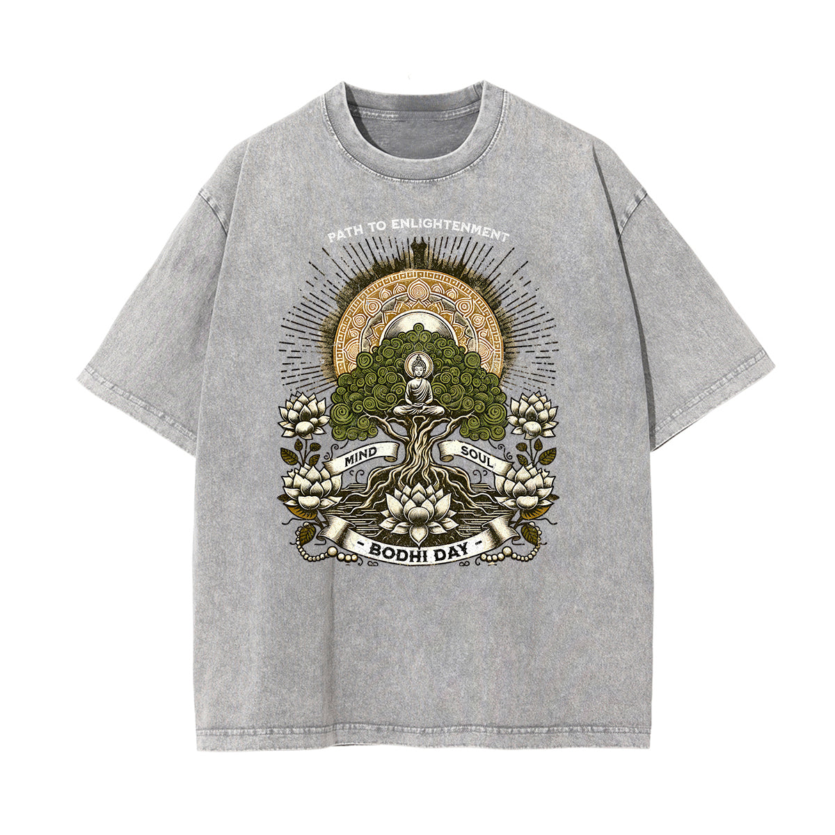 Camiseta con estampado retro revival lavado a la piedra