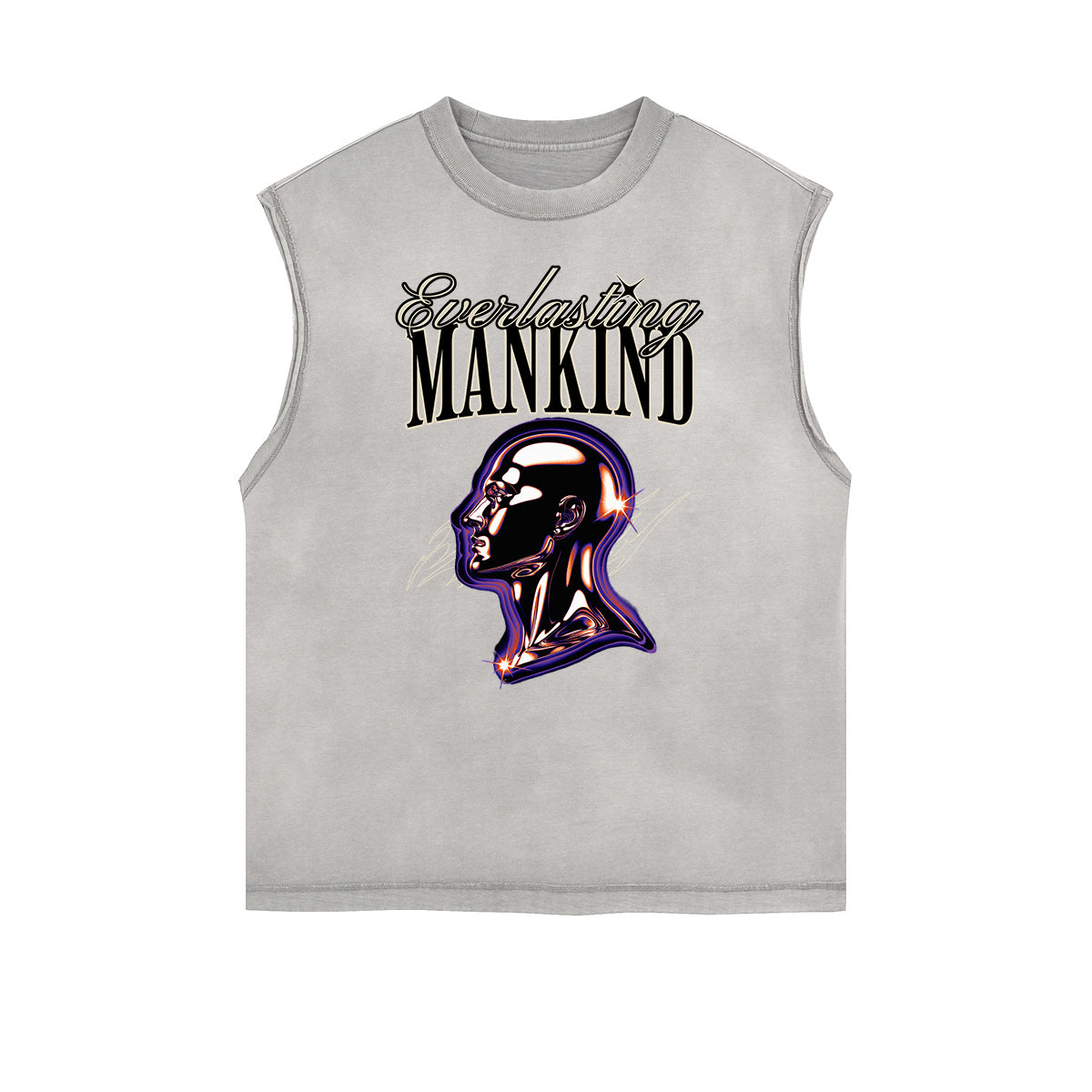 Camiseta sin mangas con estampado retro desgastado