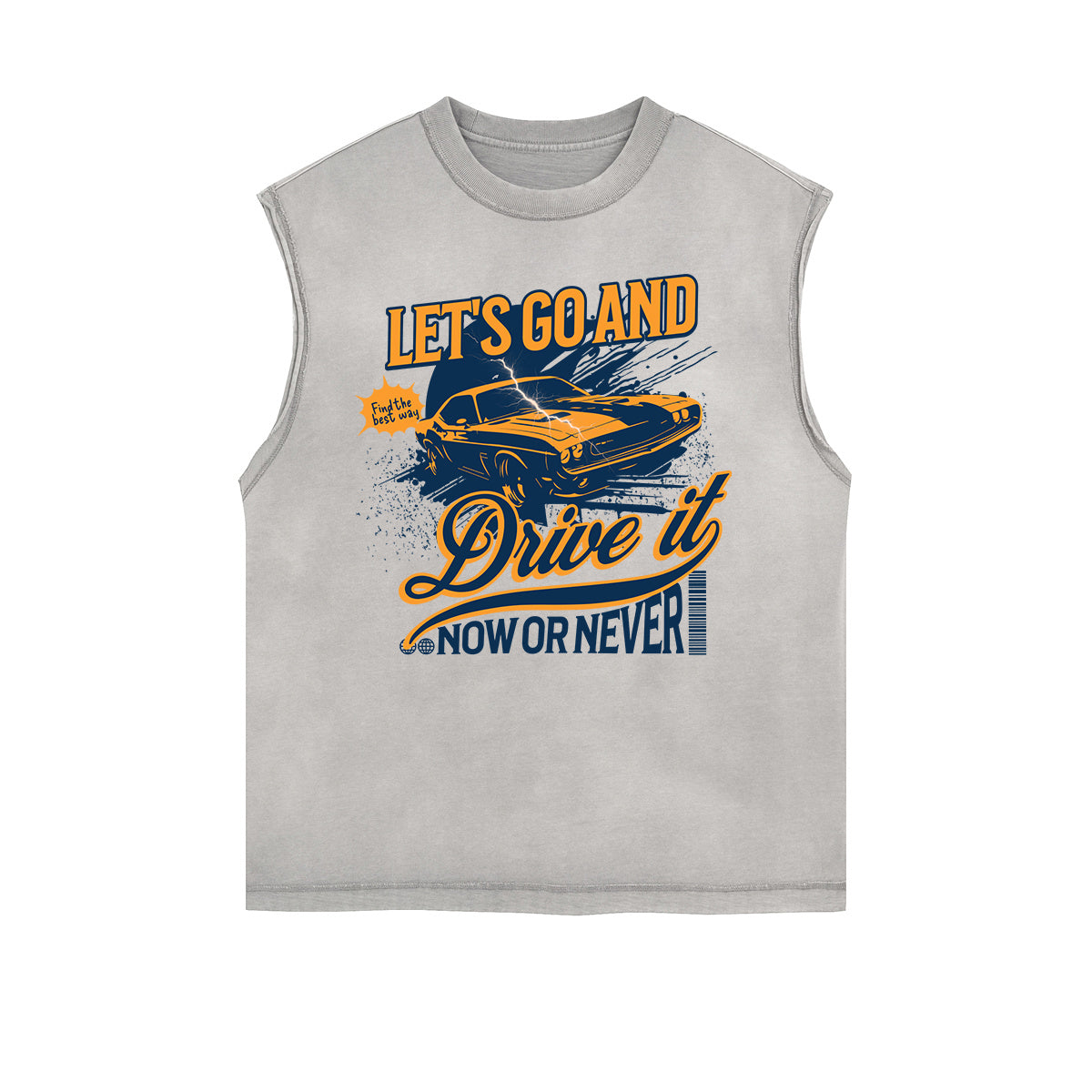 Camiseta sin mangas con estampado retro desgastado