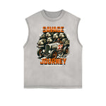 Camiseta sin mangas con estampado retro desgastado