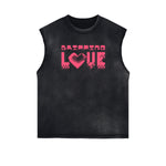 Camiseta sin mangas con gráfico de arte abstracto con bordes deshilachados