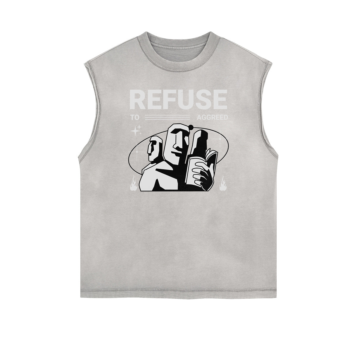 Camiseta sin mangas con estampado de arte abstracto desgastado