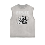 Camiseta sin mangas con estampado de arte abstracto desgastado