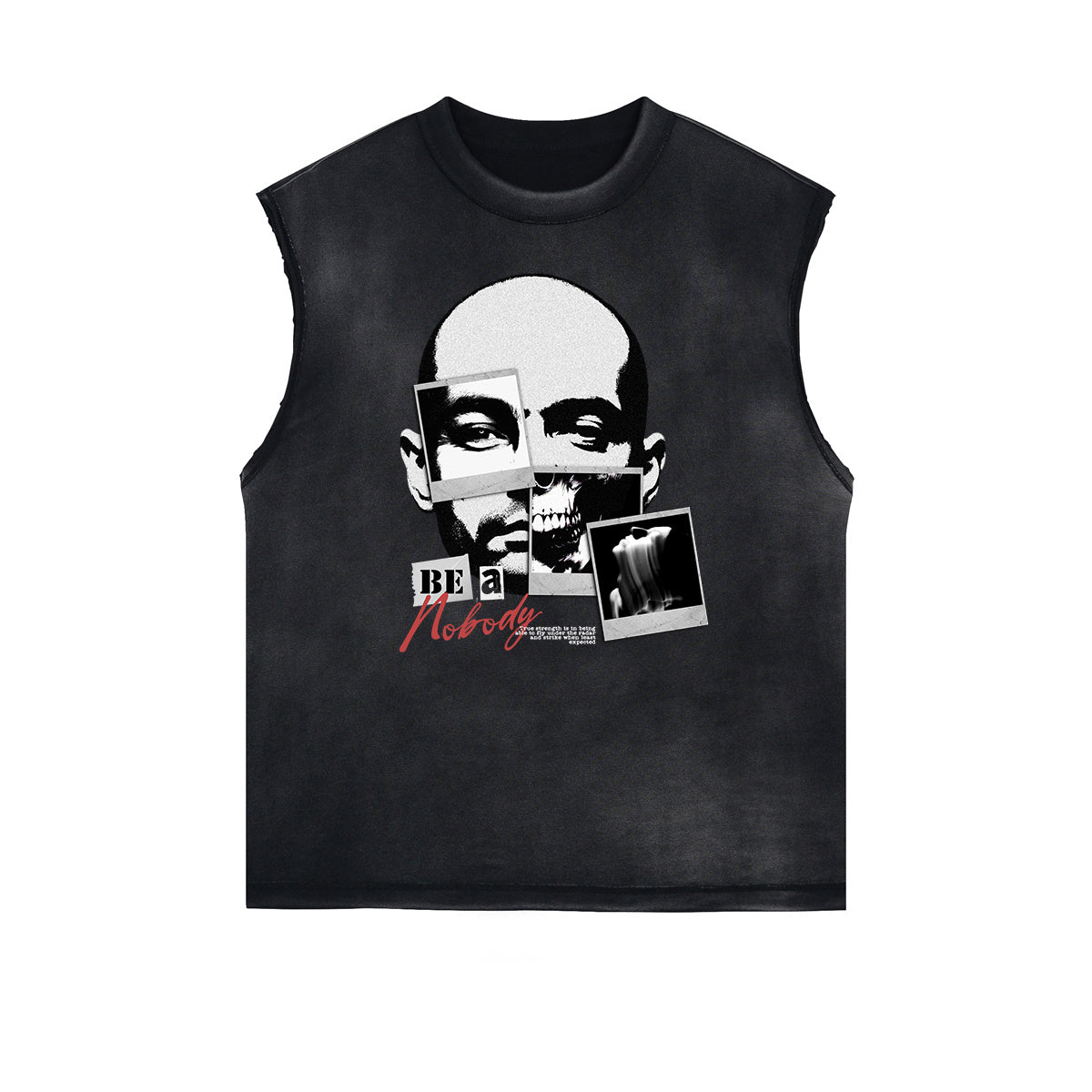 Camiseta sin mangas con gráfico de arte abstracto con bordes deshilachados