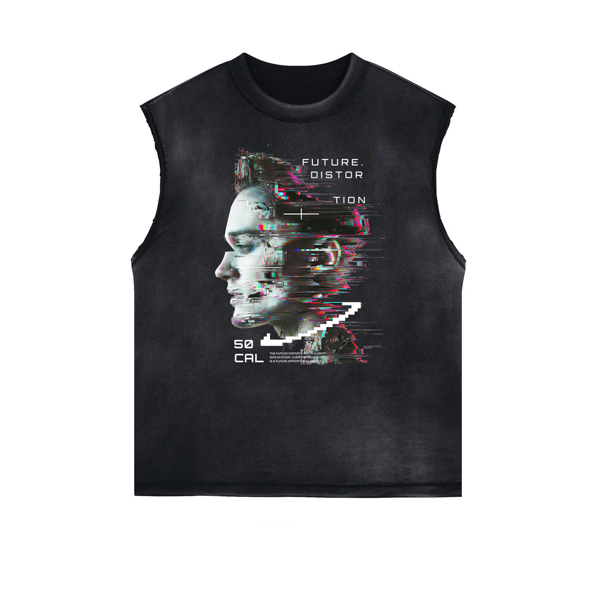 Camiseta sin mangas con gráfico de arte abstracto con bordes deshilachados