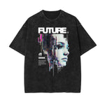 Camiseta de algodón con gráfico de arte abstracto lavado
