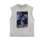 Camiseta sin mangas con estampado de arte abstracto desgastado