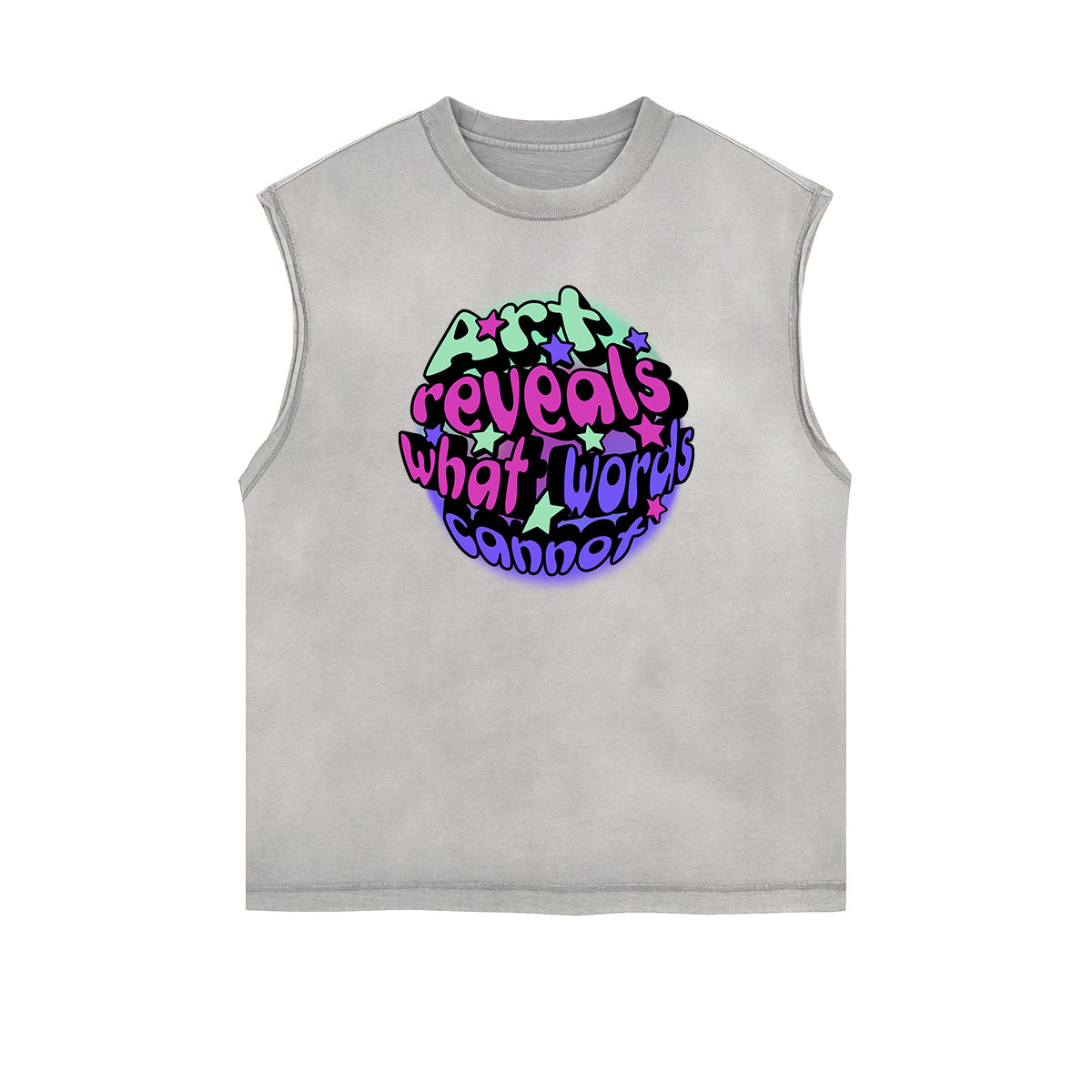 Camiseta sin mangas con estampado de arte abstracto desgastado