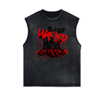 Camiseta sin mangas con gráfico de arte abstracto con bordes deshilachados