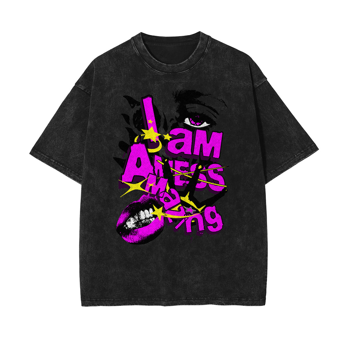 Camiseta de algodón con gráfico de arte abstracto lavado