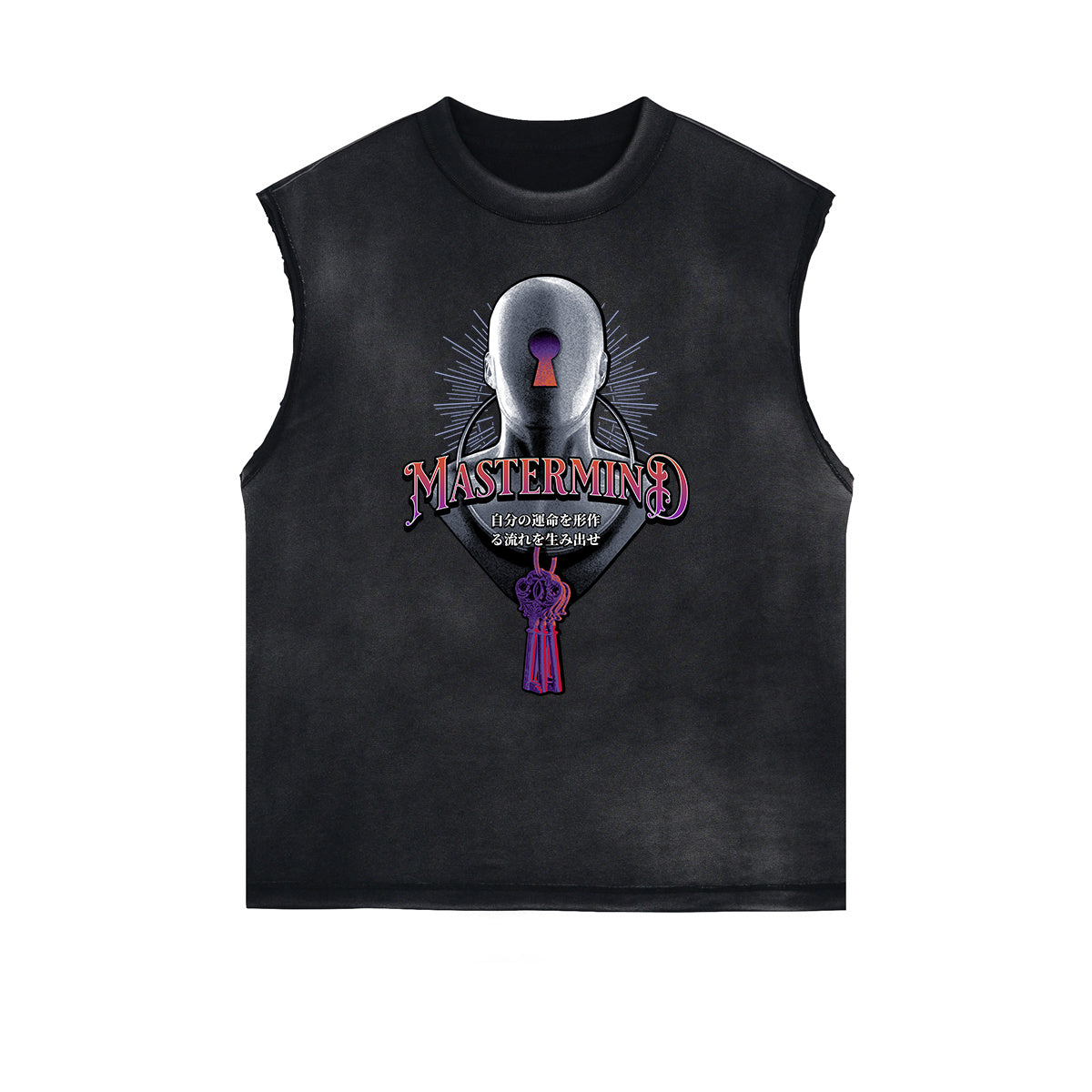 Camiseta sin mangas con gráfico de arte abstracto con bordes deshilachados