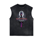 Camiseta sin mangas con gráfico de arte abstracto con bordes deshilachados