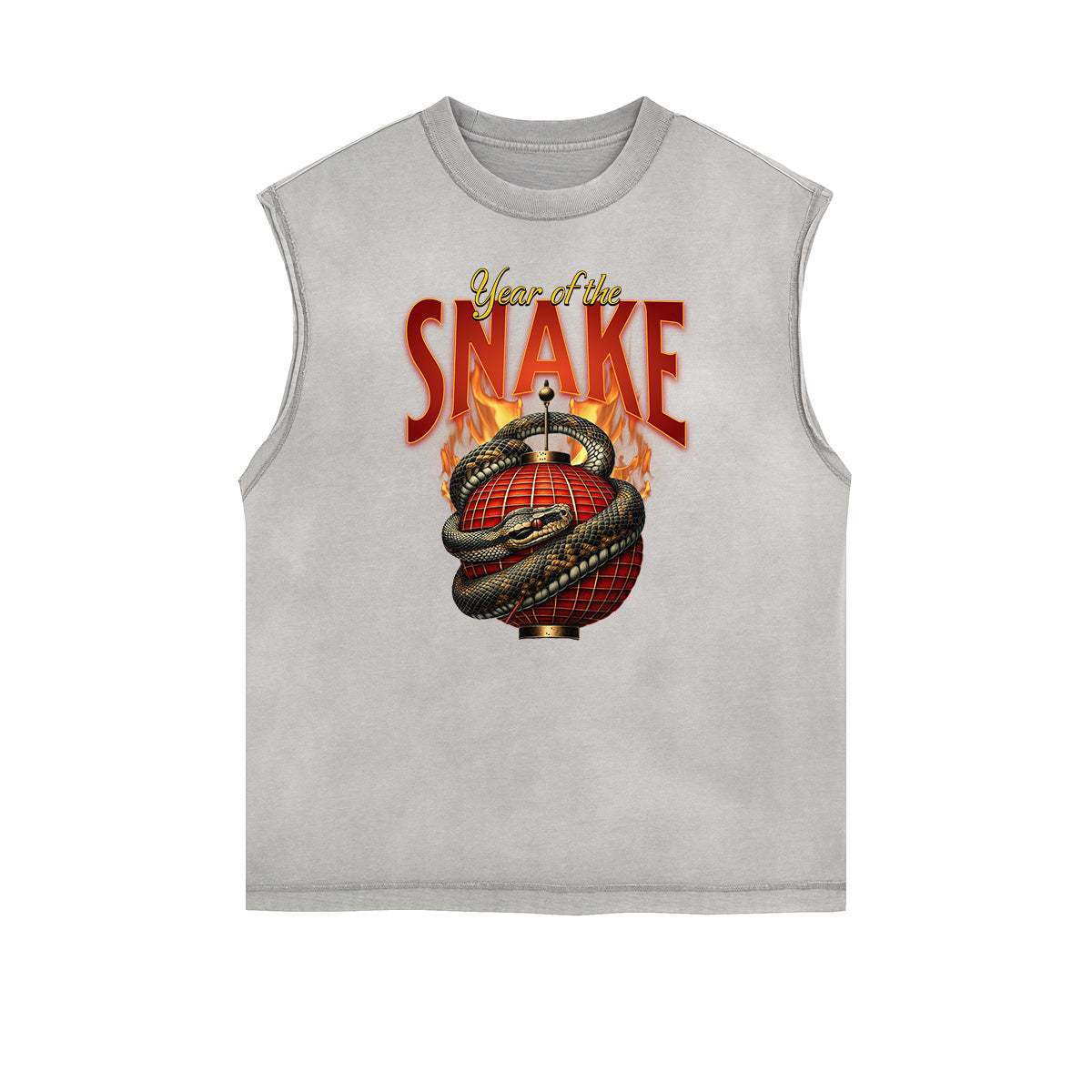 Camiseta sin mangas con estampado de serpiente desgastada