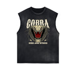 Camiseta sin mangas con gráfico de serpiente y bordes deshilachados