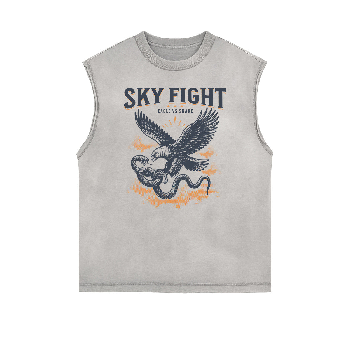 Camiseta sin mangas con estampado de serpiente desgastada