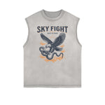 Camiseta sin mangas con estampado de serpiente desgastada