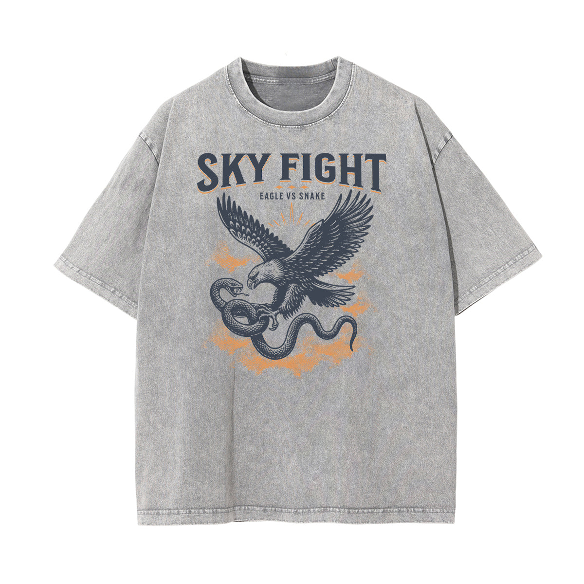 Camiseta con estampado de serpiente lavado a la piedra