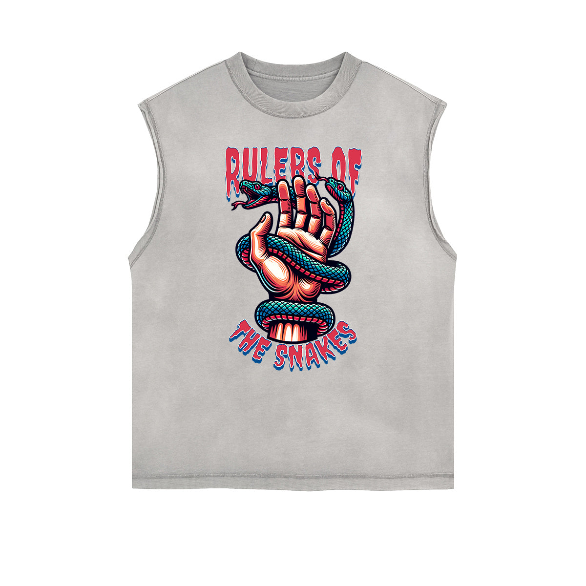 Camiseta sin mangas con estampado de serpiente desgastada