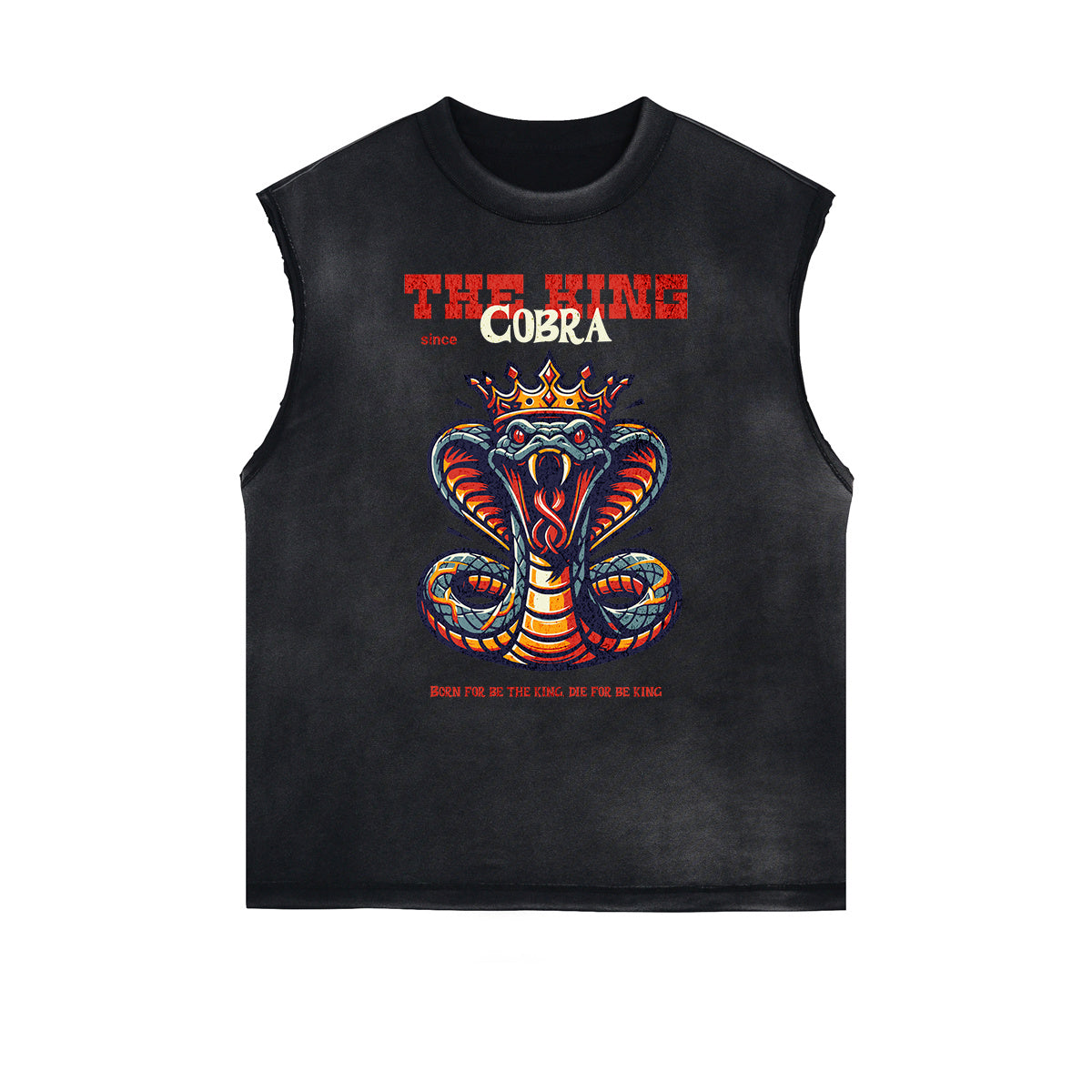 Camiseta sin mangas con gráfico de serpiente y bordes deshilachados