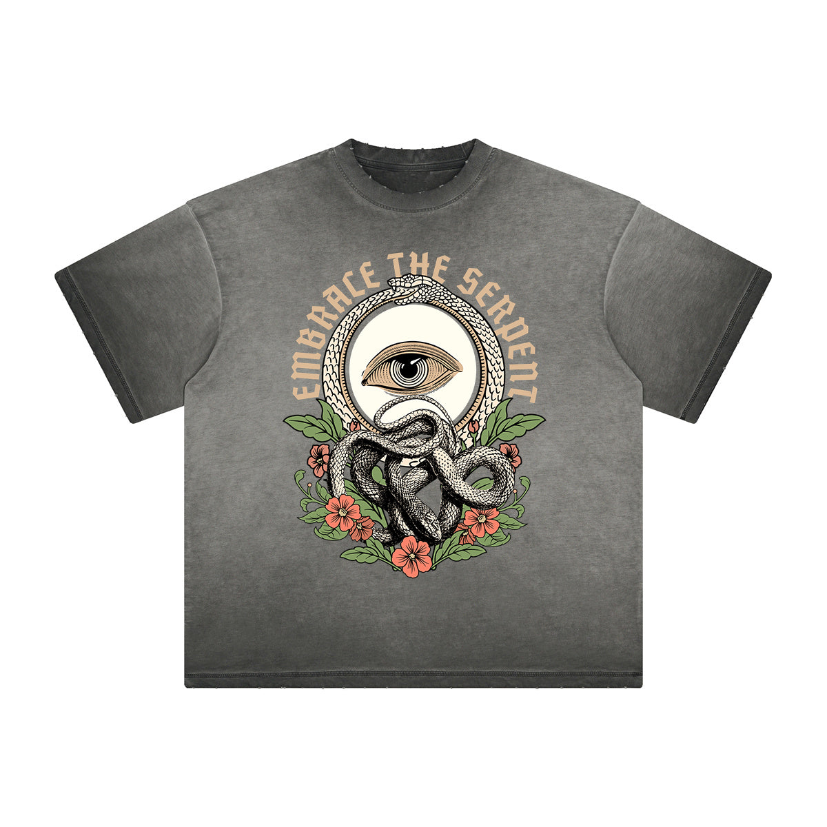 Thick Faded Snake Graphic T Shirt