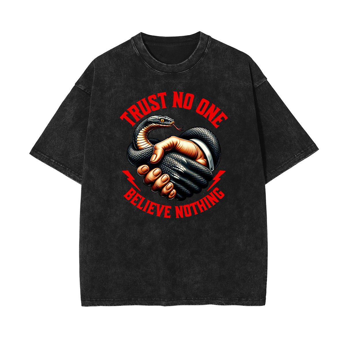 Camiseta de algodón con gráfico de serpiente lavada