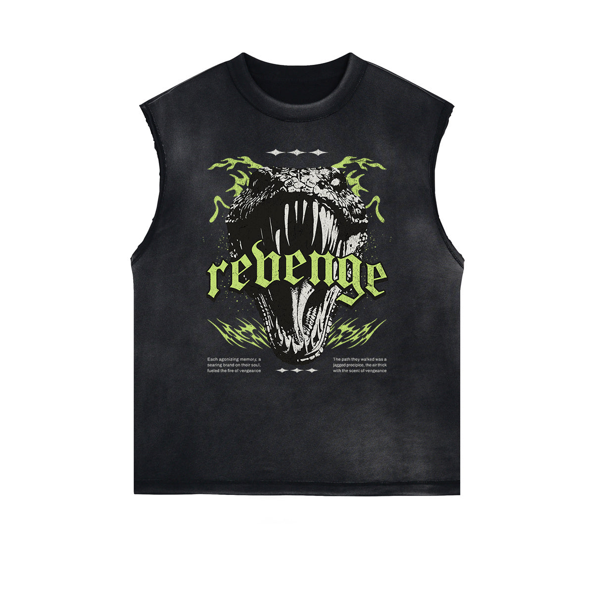 Camiseta sin mangas con gráfico de serpiente y bordes deshilachados