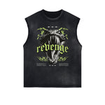 Camiseta sin mangas con gráfico de serpiente y bordes deshilachados