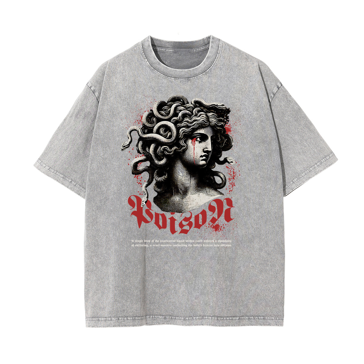 Camiseta con estampado de serpiente lavado a la piedra