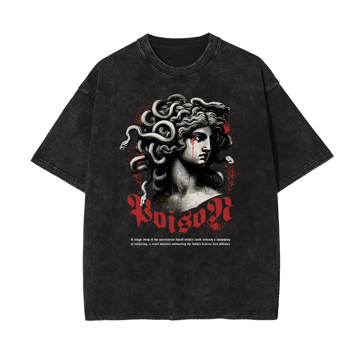 Camiseta de algodón con gráfico de serpiente lavada