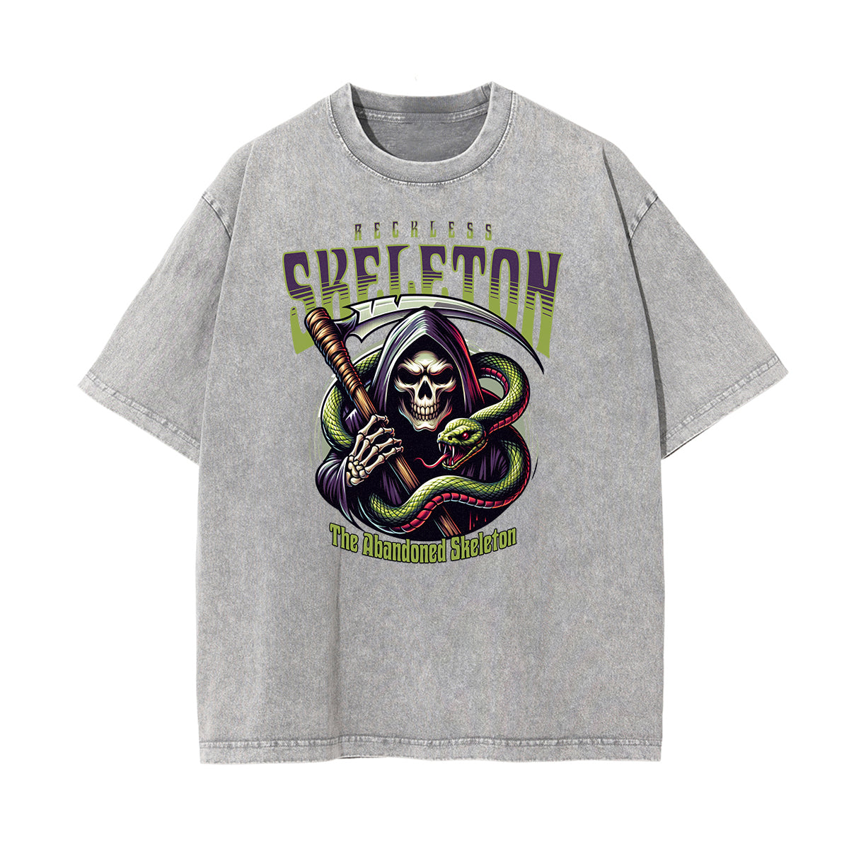 Camiseta con estampado de serpiente lavado a la piedra