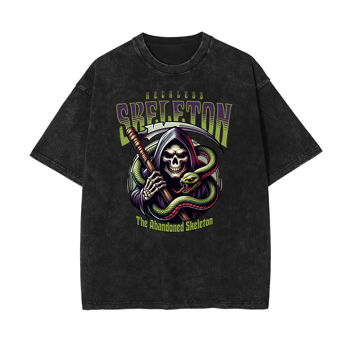 Camiseta de algodón con gráfico de serpiente lavada