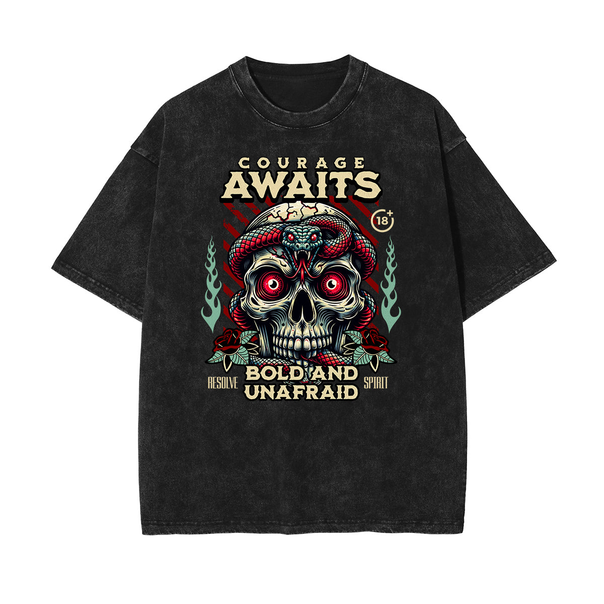 Camiseta de algodón con gráfico de serpiente lavada