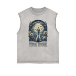 Camiseta sin mangas con estampado de Jesús desgastada