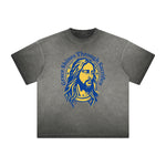 Vintage Frayed Jesus Pattern Tee