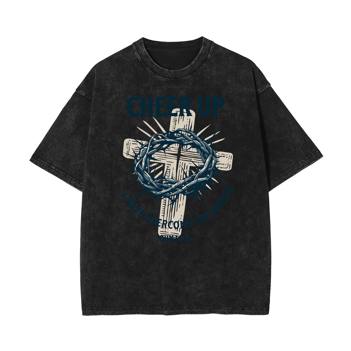 Camiseta con estampado de Jesús lavado a la piedra