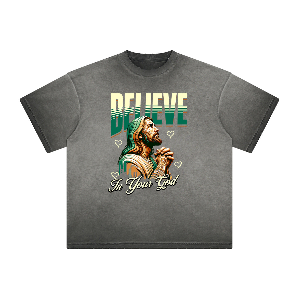 Vintage Frayed Jesus Pattern Tee