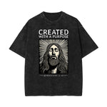 Camiseta con estampado de Jesús lavado a la piedra