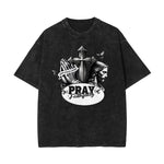 Camiseta con estampado de Jesús lavado a la piedra