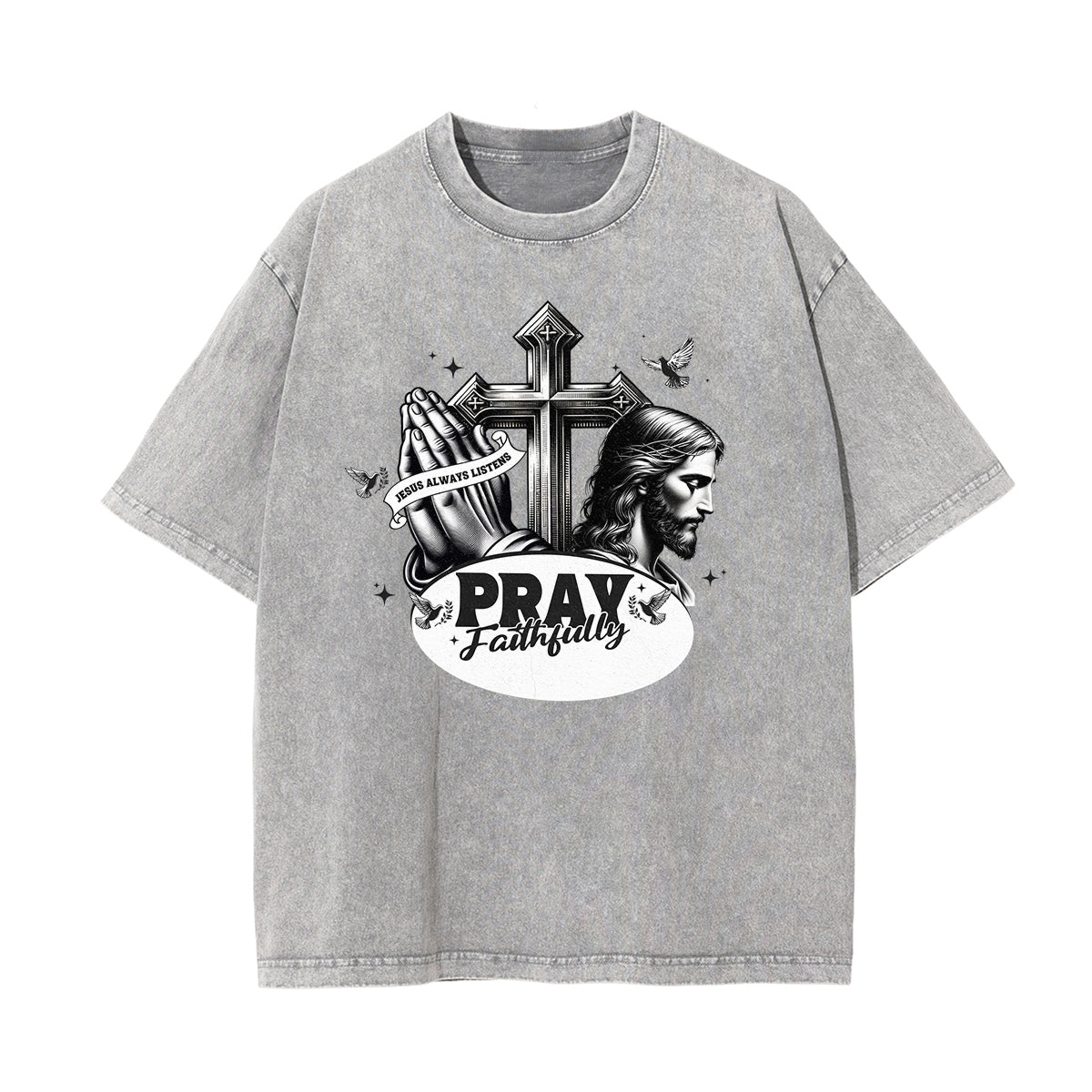 Washed Jesus Graphic Cotton Tee